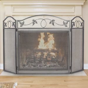 Amagabeli-3-Panel-Pewter-Wrought-Iron-Fireplace-Screen